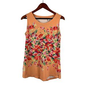 Isaac Mizrahi Live! Sleeveless Floral Top For Women - Orange & Multicolor  XS  C
